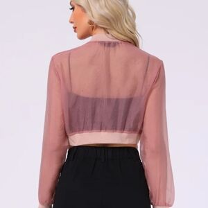 Allegra K Sheer Pink Blouse